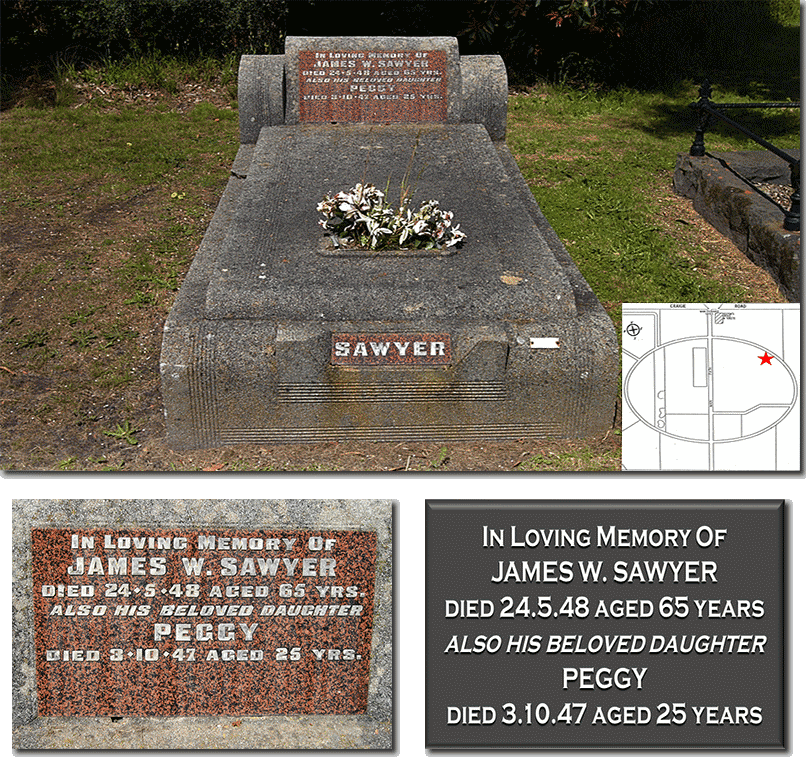 James William Sawyer Headstone and Grave